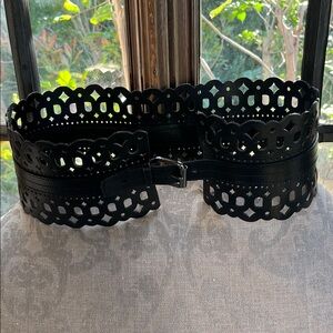 Elegant Black Laser-Cut Belt